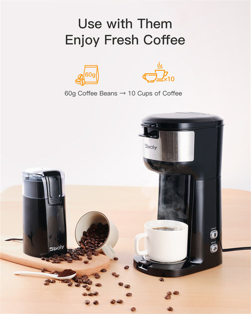 Sboly Coffee Maker with Coffee Grinder, Single Serve Coffee Maker for