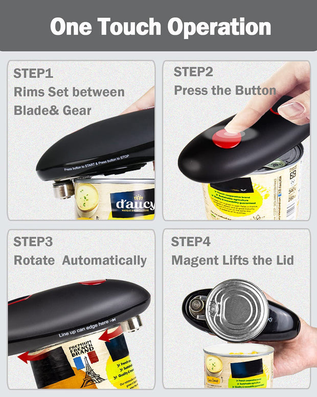 Sboly Electric Can Opener - Open Your Cans with A Simple Push of Button, Food-Safe and Battery Operated Hands Free Can Opener