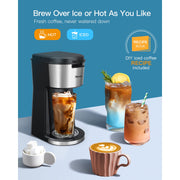 Sboly Iced Coffee Maker, Hot and Cold Coffee Maker Single Serve Coffee Maker for K Cup & Ground Coffee, with Descaling Reminder and Self Cleaning