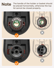 Sboly Mini Single Serve Coffee Maker, Instant Coffee Maker One Cup for K Cup & Ground Coffee, 6 to 12 Oz Brew Sizes, Capsule Coffee Machine with Water Window and Descaling Reminder, Black