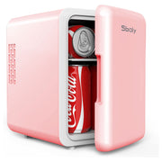 Sboly Mini Fridge, 4L Portable Dorm Refrigerator, 6 Can Mini Beverage Fridges for Skincare Car Dorm, Pink