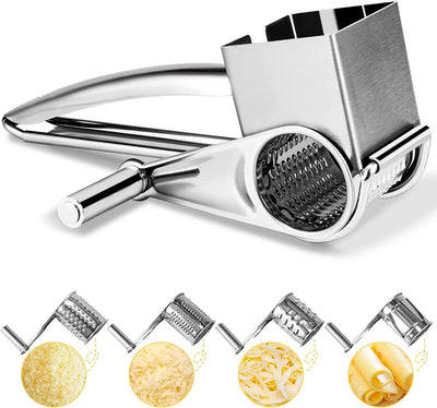 Sboly Rotary Cheese Grater - Cheese Cutter Slicer with 4 Stainless Drum for Grating Hard Cheese Chocolate Nuts Kitchen Tool