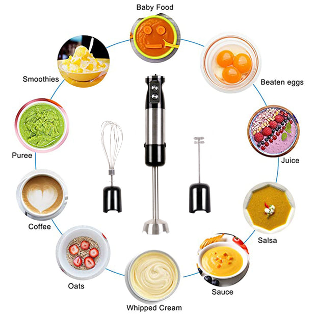 Sboly Hand Blender, 5-in-1 Multiduty Immersion Blender, 12 Speed Stick Blender for Smoothies, Baby Food, Sauces or Juice, Black