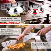 Sboly Grill Accessories, 29 Pcs BBQ Tools - Spatula Set with Basting Cover, Spatula, Scraper, Bottle, Tongs, Egg Ring, Perfect for Smoker, Camping, Kitchen, Barbecue