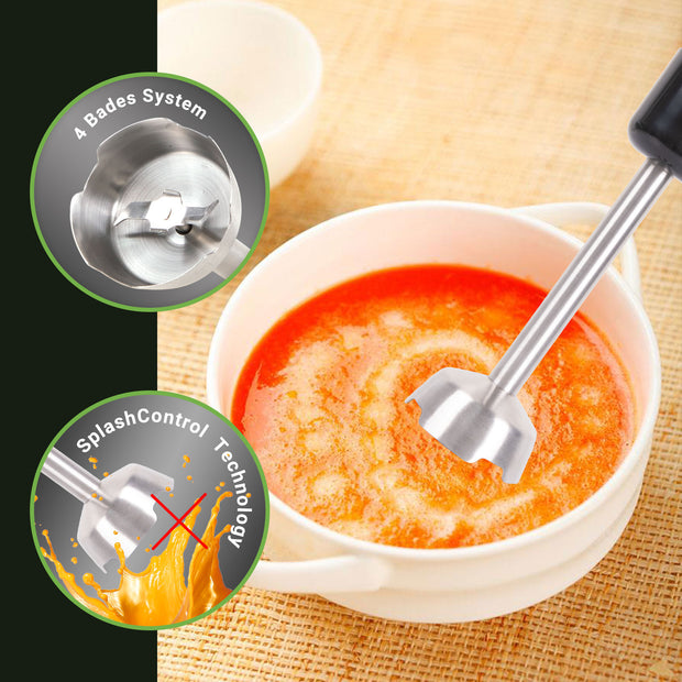 Sboly Hand Blender, 5-in-1 Multiduty Immersion Blender, 12 Speed Stick Blender for Smoothies, Baby Food, Sauces or Juice, Black