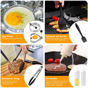 Sboly Grill Accessories, 29 Pcs BBQ Tools - Spatula Set with Basting Cover, Spatula, Scraper, Bottle, Tongs, Egg Ring, Perfect for Smoker, Camping, Kitchen, Barbecue