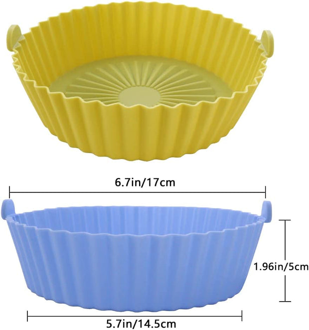 Sboly Reusable Air Fryer Liners, Food Grade Silicone Oilproof Easy Cleaning Air Fryer Basket, 6.7 inch, 3 Pcs