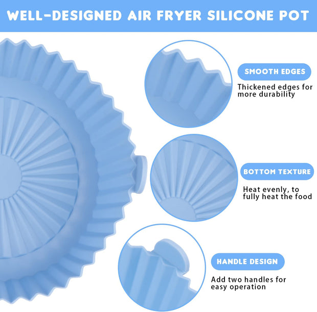 Sboly Reusable Air Fryer Liners, Food Grade Silicone Oilproof Easy Cleaning Air Fryer Basket, 6.7 inch, 3 Pcs