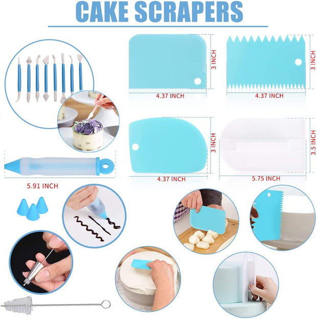 Sboly Cake Decorating Supplies, 413 PCS Baking Supplies Kit with Cake Rotating Turntable Stand, Springform Pan Sets, Icing Piping Nozzles, Cake Topper,Piping Bags