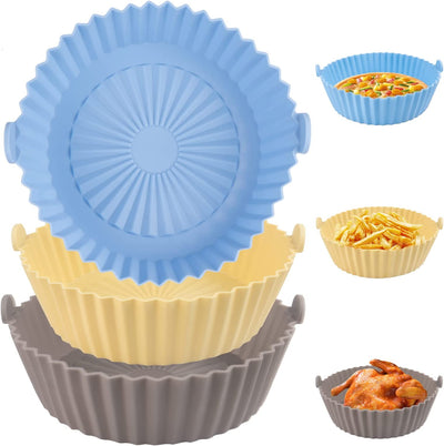 Sboly Reusable Air Fryer Liners, Food Grade Silicone Oilproof Easy Cleaning Air Fryer Basket, 6.7 inch, 3 Pcs