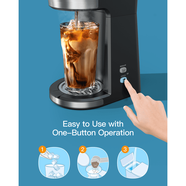 Sboly Iced Coffee Maker, Hot and Cold Coffee Maker Single Serve Coffee Maker for K Cup & Ground Coffee, with Descaling Reminder and Self Cleaning
