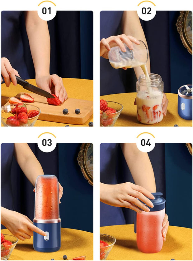 Sboly Portable Blender, USB Rechargeable Personal Blender for Shakes and Smoothies, Electric Fruit Veggie Juicer for Traveling, Office, Blue