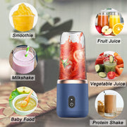 Sboly Portable Blender, USB Rechargeable Personal Blender for Shakes and Smoothies, Electric Fruit Veggie Juicer for Traveling, Office, Blue