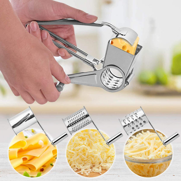 Sboly Rotary Cheese Grater - Cheese Cutter Slicer with 3 Stainless Drum for Grating Hard Cheese Chocolate Nuts Kitchen Tool