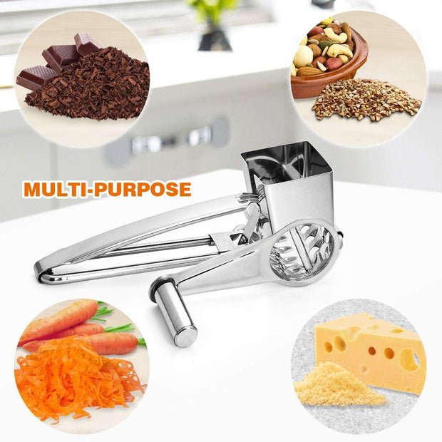 Sboly Rotary Cheese Grater - Cheese Cutter Slicer with 3 Stainless Drum for Grating Hard Cheese Chocolate Nuts Kitchen Tool