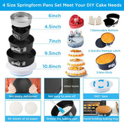 Sboly Cake Decorating Supplies, 413 PCS Baking Supplies Kit with Cake Rotating Turntable Stand, Springform Pan Sets, Icing Piping Nozzles, Cake Topper,Piping Bags