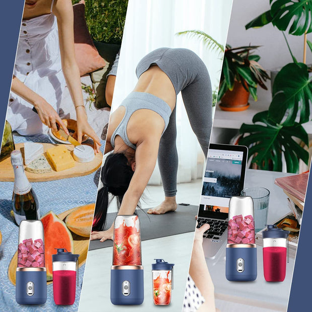 Sboly Portable Blender, USB Rechargeable Personal Blender for Shakes and Smoothies, Electric Fruit Veggie Juicer for Traveling, Office, Blue