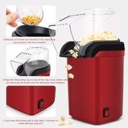 Sboly Hot Air Popcorn Popper, 3 Minutes Fast No Oil Healthy Popcorn Machine for Kids Adults, Great for Party and Watching Movies, 1200W, Red