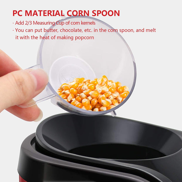 Sboly Hot Air Popcorn Popper, 3 Minutes Fast No Oil Healthy Popcorn Machine for Kids Adults, Great for Party and Watching Movies, 1200W, Red
