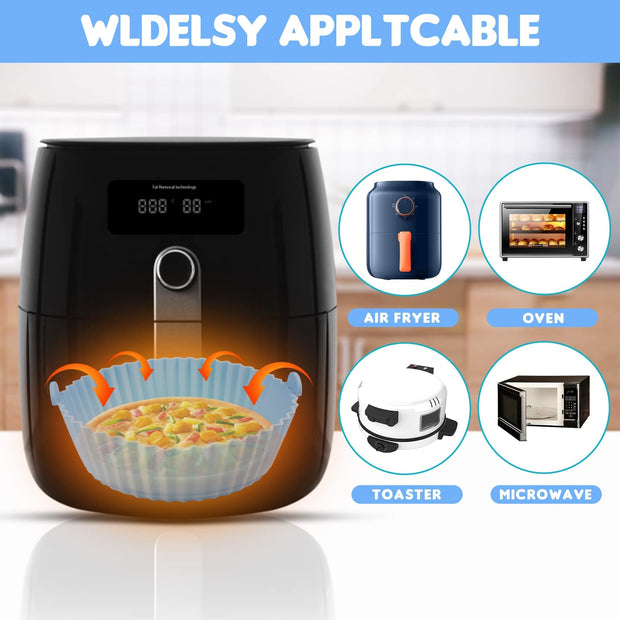 Sboly Reusable Air Fryer Liners, Food Grade Silicone Oilproof Easy Cleaning Air Fryer Basket, 6.7 inch, 3 Pcs