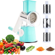 Sboly Rotary Cheese Grater, 3 Interchangeable Blades for Cheese Vegetable Nuts, Graters & Slicers, Blue