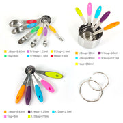 Sboly 16 Pcs Measuring Cups and Spoons Set - 6 Double Sided Magnetic Measuring Spoons, 5 Measuring Cups & 5 Measuring Spoons, for Cooking & Baking, Stainless Steel