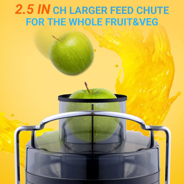 Sboly Juicer Machine, 800W Centrifugal Juicer Extractor with Wide Mouth 2.5" Feed Chute for Fruit Vegetable, Stainless Steel, 2-Speed