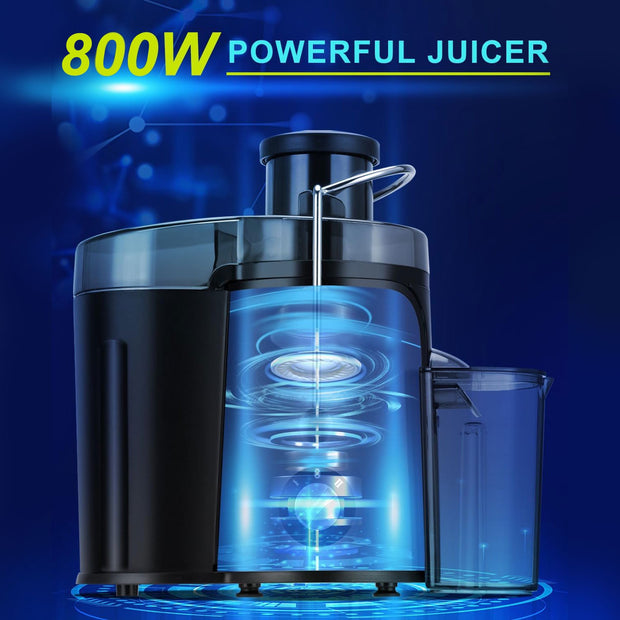 Sboly Juicer Machine, 800W Centrifugal Juicer Extractor with Wide Mouth 2.5" Feed Chute for Fruit Vegetable, Stainless Steel, 2-Speed