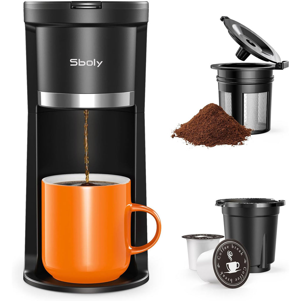 Sboly Mini Single Serve Coffee Maker, Instant Coffee Maker One Cup for