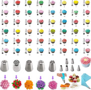 Sboly Cake Decorating Supplies, 413 PCS Baking Supplies Kit with Cake Rotating Turntable Stand, Springform Pan Sets, Icing Piping Nozzles, Cake Topper,Piping Bags