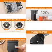 Sboly Mini Single Serve Coffee Maker, Instant Coffee Maker One Cup for K Cup & Ground Coffee, 6 to 12 Oz Brew Sizes, Capsule Coffee Machine with Water Window and Descaling Reminder, Black