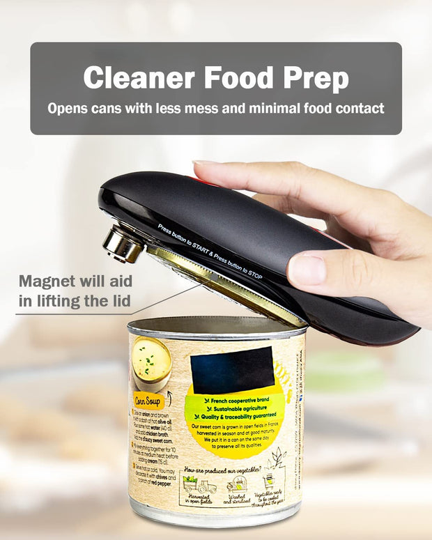 Sboly Electric Can Opener - Open Your Cans with A Simple Push of Button, Food-Safe and Battery Operated Hands Free Can Opener