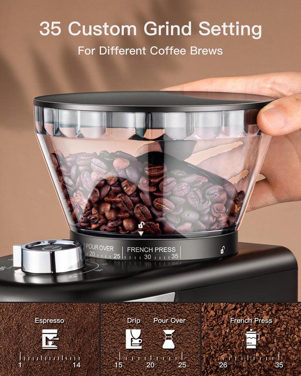 9702A Electric Coffee Grinder 35 Grind Settings for 2 12 Cups Adjustab Sboly