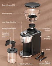 9702A Electric Coffee Grinder 35 Grind Settings for 2-12 Cups Adjustable Burr Mill Coffee Bean Grinder for Espresso Drip Coffee Pour Over French Press Coffee