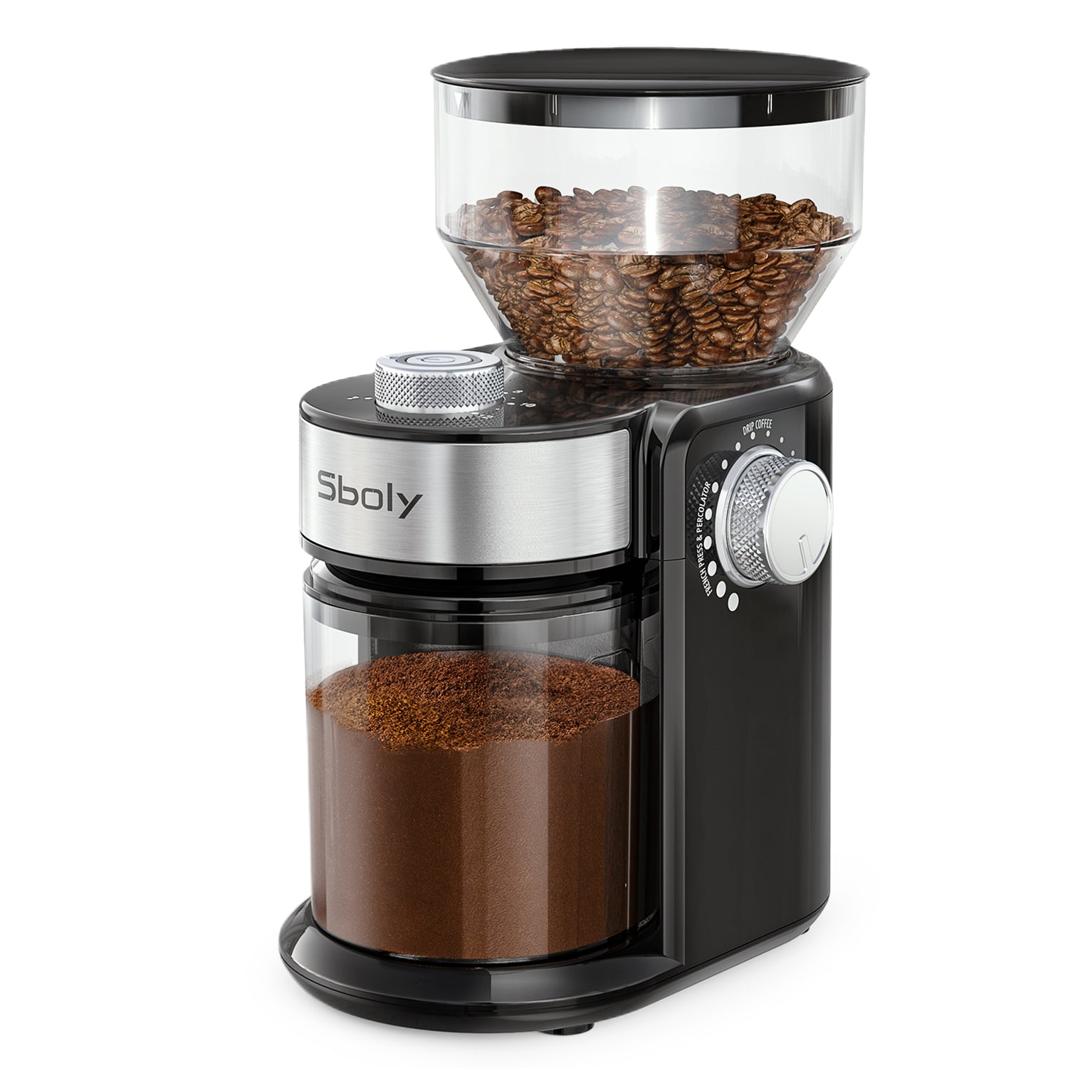 Electric Burr Coffee Grinder With 18 Grind Settings Cleaning Brush Adj