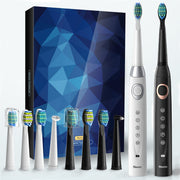 2 sboly 508 Sonic Electric Toothbrushes, Black and White