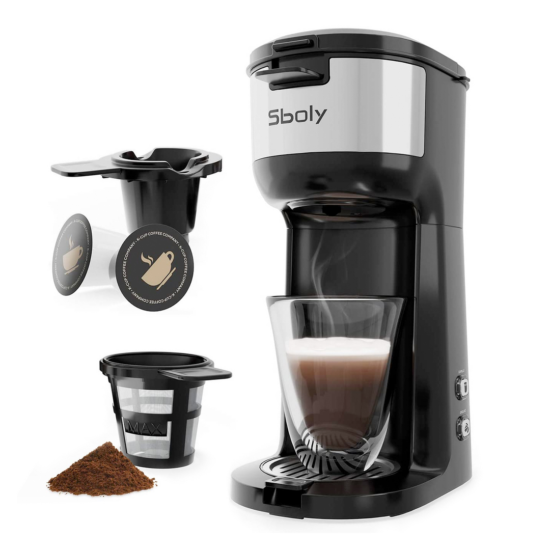 Single Serve Coffee Maker Brewer for K Cup Pod Ground Coffee Thermal D Sboly