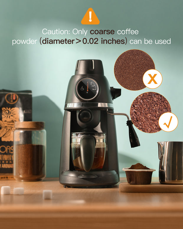 Cappuccino Latte Machine 1-4 Cup Coffee Maker with Milk Frother Thermometer Carafe