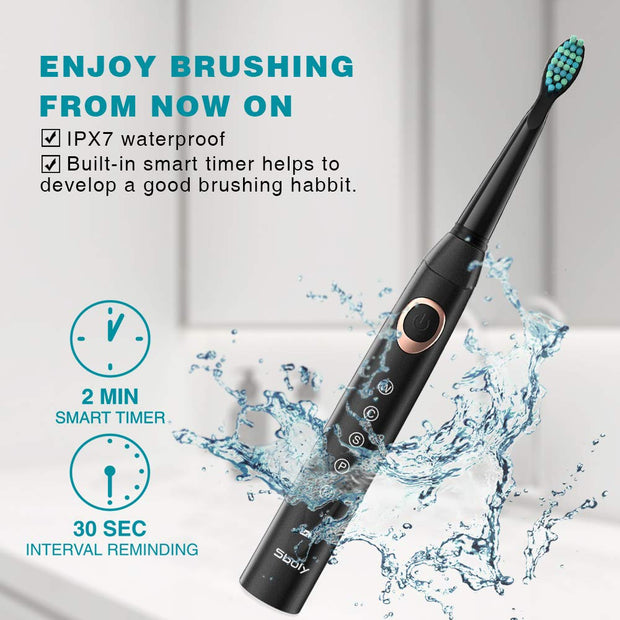 2 sboly 508 Sonic Electric Toothbrushes, Black and White