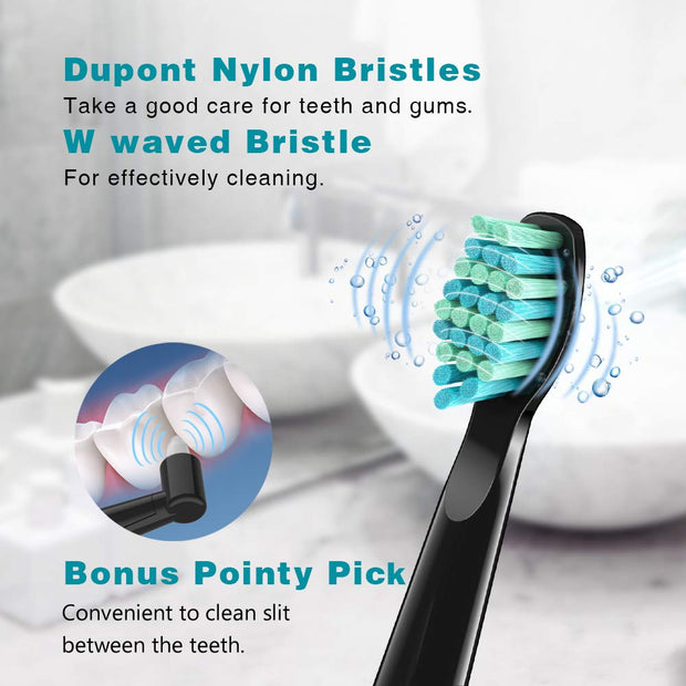 2 sboly 508 Sonic Electric Toothbrushes, Black and White