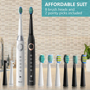 2 sboly 508 Sonic Electric Toothbrushes, Black and White