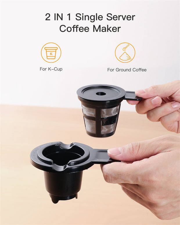 Sboly Coffee Maker with Coffee Grinder, Single Serve Coffee Maker for K-Cup Pod & Ground Coffee, Electric Coffee Grinder with Stainless Steel Blades for Coffee Beans