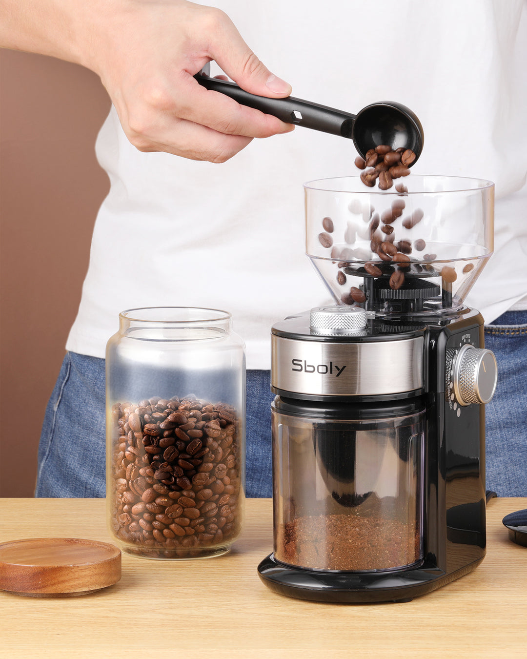 Elektrische Industriële Professionele Koffiebonenmolen Handmatige Café-Slijpmach