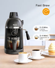 Steam Espresso Machine with Milk Frother 1-4 Cup Expresso Coffee Maker Cappuccino Latte Machine Includes Carafe