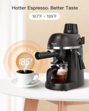 Steam Espresso Machine with Milk Frother 1-4 Cup Expresso Coffee Maker Cappuccino Latte Machine Includes Carafe
