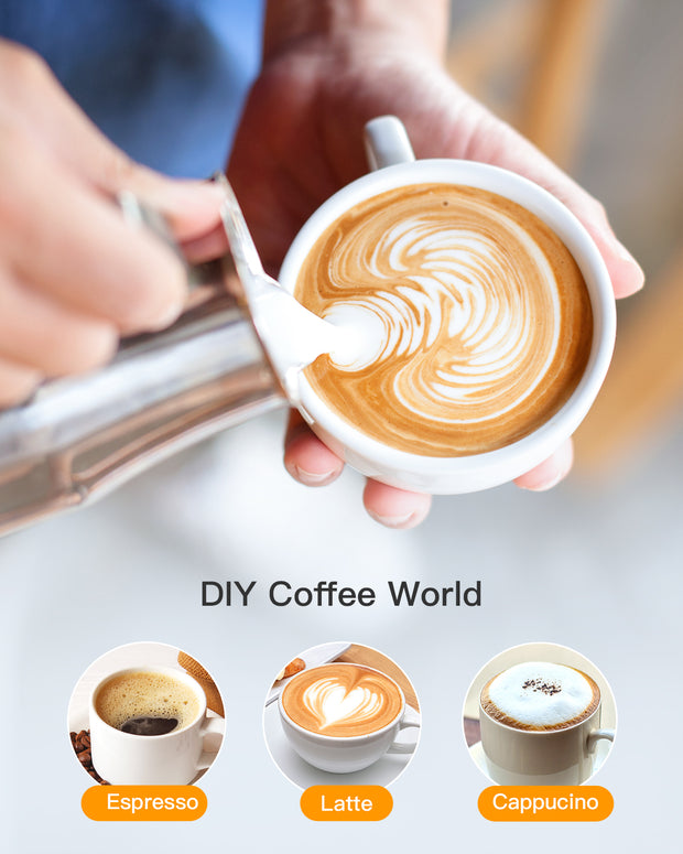 Steam Espresso Machine with Milk Frother 1-4 Cup Expresso Coffee Maker Cappuccino Latte Machine Includes Carafe