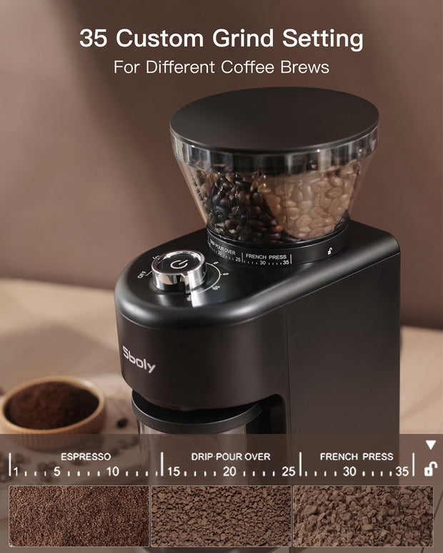 Electric Conical Burr Coffee Grinder 35 Grind Settings for 2-12 Cups Adjustable Mill Grinder for Espresso Drip Coffee Pour Over French Press Coffee
