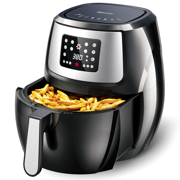 8 Mode Air Fryer 8.9 Qt LCD Digital Touch Screen with Cooking Tongs Recipe Book Water-based Non-stick Coating Grill Shelf and Frying Basket